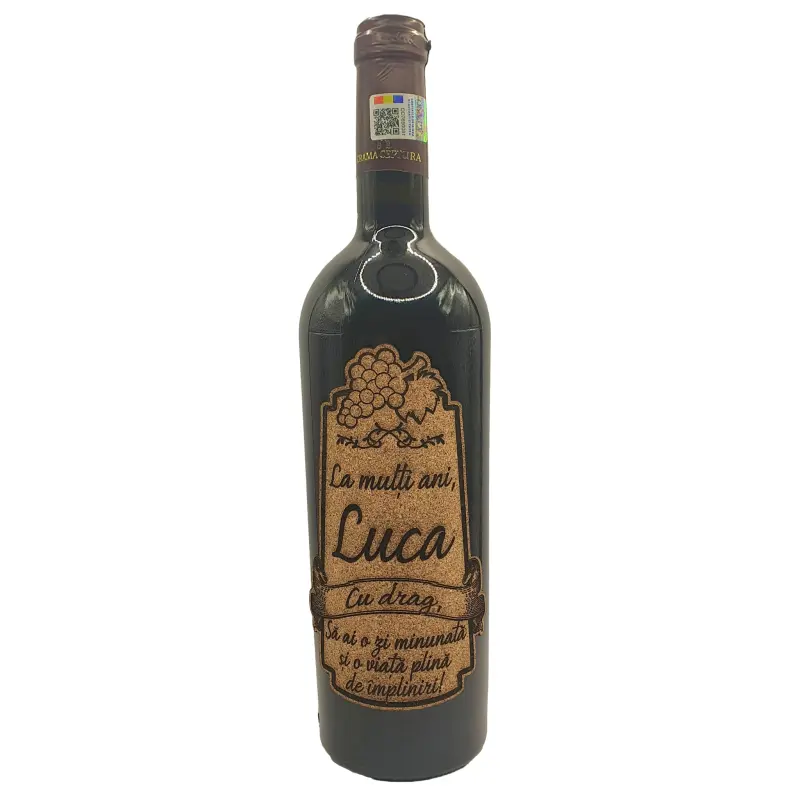 La multi ani luca, eticheta pluta cu mesaj